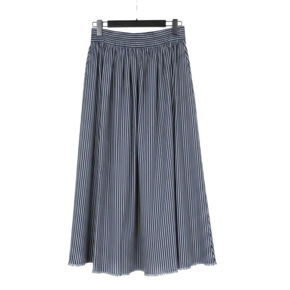 A NEW DAY Blue Stripes PLEATED Side Pockets COTTAGECORE Twill A-LINE SKIRT Sz XS